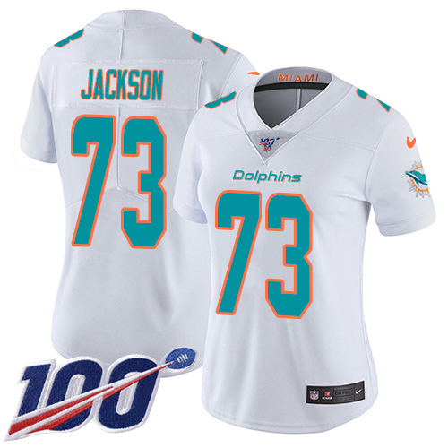 Nike Miami Dolphins 73 Austin Jackson White Women Stitched NFL 100th Season Vapor Untouchable Limited Jersey